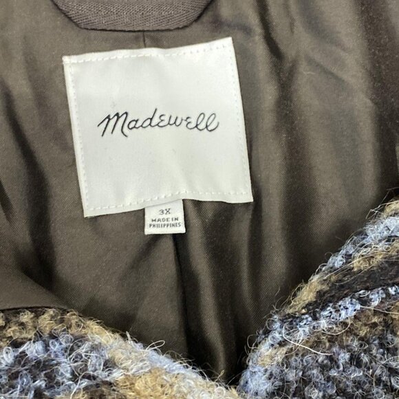 Madewell Devon Plaid Wool Blend Coat Forage Size 3X Plus Heavyweight - Picture 5 of 8
